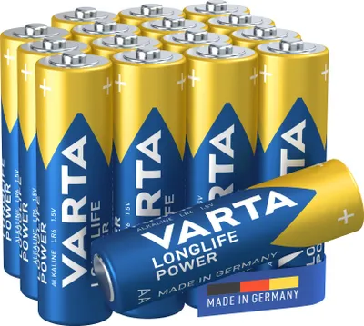Produktbild von Varta Longlife Power AA, Einwegbatterie, AA, Alkali, 1,5 V, 16 Stück(e), Blau, Gelb
