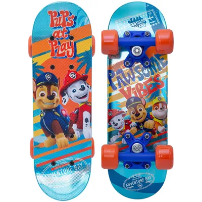 Two skateboards with Paw Patrol characters are shown side-by-side against a white background.