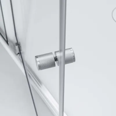 Produktbild von Eckdusche mit Drehtür an Festfeld NT606 - FLEX - Nano Echtglas - 6 mm - Flexible Montage - Breiten & Profilfarbe wählbar, Breite Türelement:140 cm, Breite Glas feststehend:80cm, Profilfarbe:Chrom