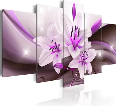 Produktbild von Leinwandbilder 200x100 cm b-A-0251-b-o Vlies Leinwandbild 5 tlg Kunstdruck modern Wandbilder XXL Wanddekoration Design Wand Bild ABSTRAKT BLUMEN