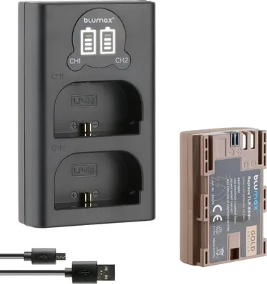 Produktbild von 1x Akku + LCD Lader für Canon LP-E6NH R7 R6 Mark II - mit Typ-C- 2250 mAh 7,2V