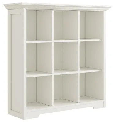 Immagine prodotto di Libreria a scaffali con base, 9 scomparti, bianca, 3 ripiani, dimensioni 99x98x34 cm
