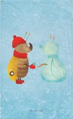 Produktbild von Mr. & Mrs. Panda Wandtuch Nachtfalter Schneemann - Eisblau - Geschenk, Weihnachten, Winter, Wandteppich, Weihnachtsgruß, Wandbehang, Wandbild, Gobelin, Schnee, Hängedeko