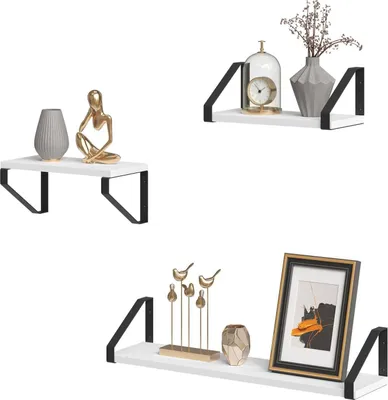 Produktbild von EUGAD 3er Set Wandregal, Hängeregal, Küchenregal hängend, Wanddeko für Küche Wohnzimmer Schlafzimmer, Schwarz+Weiß