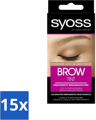Produktbild von SYOSS – Brow Tint Dunkelblond – Augenbrauenfarbe – Langanhaltende Farbe – Bis zu 10 Anwendungen - Vorteilspack - 15 Stücke