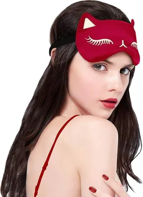Produktbild von Schlafmaske aus 100 % Seide mit verstellbaren Trägern, bequeme und superweiche Augenmaske, ultimative Schlafhilfe, Augenbinde(Rot)