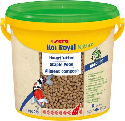 Produktbild von sera Koi Royal Medium, Teichfische, Trockenfischfutter, Granulat, Vitamin A, Vitamin B1, Vitamin B2, Vitamin C, Vitamin D3, Vitamin E, Medium, 32,5%