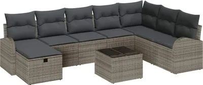 Produktbild von vidaXL Gartensofa-set 9 stk. Grau Poly-Rattan