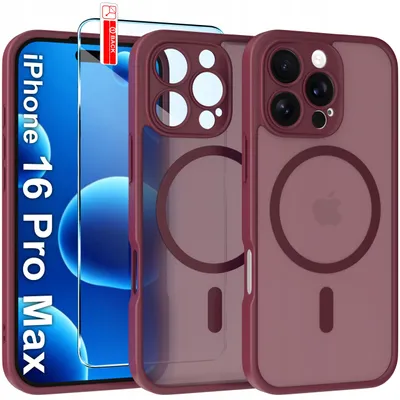 Zdjęcie produktu dla Etui Magnetyczne Matowe Do Iphone 16 Pro Max |Do Magsafe Trwałe + Szkło