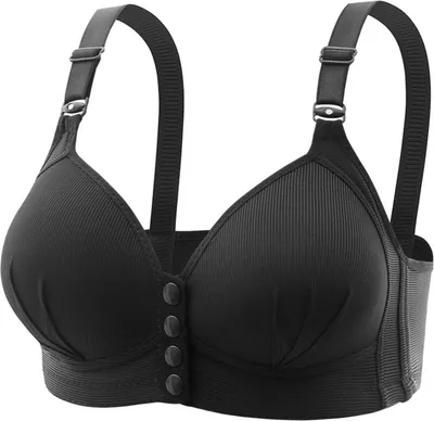 Produktbild von Damen-BH mit Knopfverschluss vorne, verstellbarer Träger, Push-Up, Übergröße, ohne Bügel, Bruststütze, elastisch, weich, einfarbig, Damen-BH-Unterwäsche