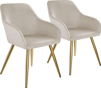 Image de Chaise MARILYN Effet velours style scandinave - taupe/or, Lot de 2