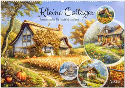 Produktbild von Kleine Cottages - Romantische Fantasiehäuschen (Wandkalender 2025 DIN A2 quer), CALVENDO Monatskalender