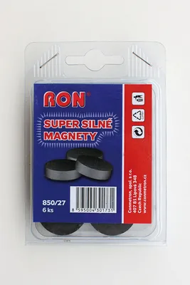 Image de Aimant rond, diamètre 27 mm, super fort, noir, 6 pièces