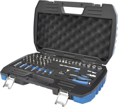 Produktbild von HYUNDAI Steckschlüsselset-Bitset 59651 (52-Teiliger Steckschlüssel- und Bitsatz, Umschaltknarren, CrV-Stahl, Werkzeugkoffer, Werkzeugset)