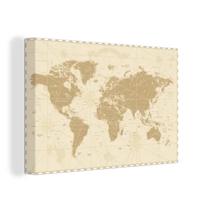 Produktbild von OneMillionCanvasses® - Leinwandbilder - 150x100 cm, Weltkarte - Vintage - Retro, Wandbilder Kunstdruck Wanddekoration