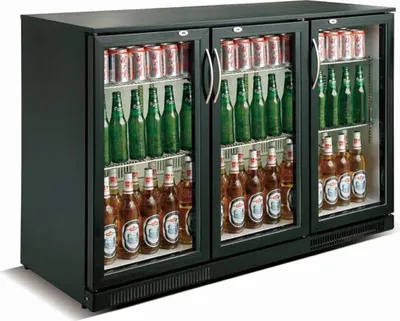 Image de Réfrigérateur de bar Combisteel noir à 3 portes