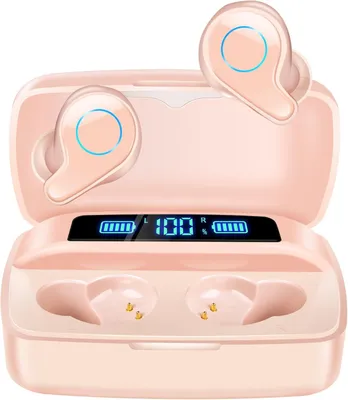 Produktbild von In Ear Kopfhörer Bluetooth 5.0, mit Mikrofon 156H Spielzeit mit USB-C LCD Ladekoffer, Wireless Stereo Sound IPX7 for i Phone Samsung Android