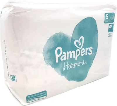 A package of Pampers Harmonie diapers.