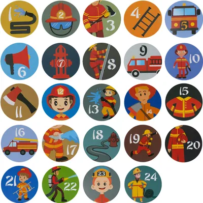 Produktbild von Oblique Unique 24 Adventskalender Sticker Zahlen Aufkleber mit Feuerwehr Motiven Weihnachten Basteln Weihnachtsdeko