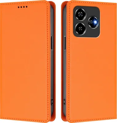 Produktbild von Handyhülle für ZTE Axon 60/Blade V60/nubia V60, Kunstleder Klapphülle Stoßfeste Magnetische Hülle mit Ständer Orange