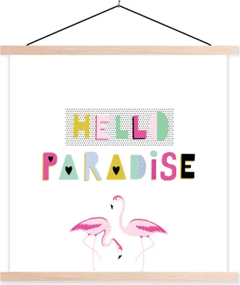 Produktbild von MuchoWow® Textilposter Flamingo - Sommer - Rosa 40x40 cm mit holzfarbenen Rahmen - Posterleiste