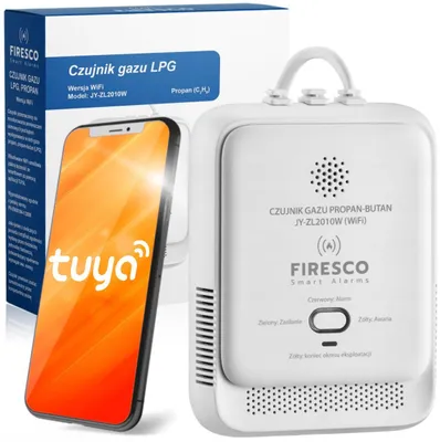 Imagen del producto de Sensor de gas LPG (propano-butano) Firesco JY-ZL2010W con conexión WiFi y aplicación Tuya