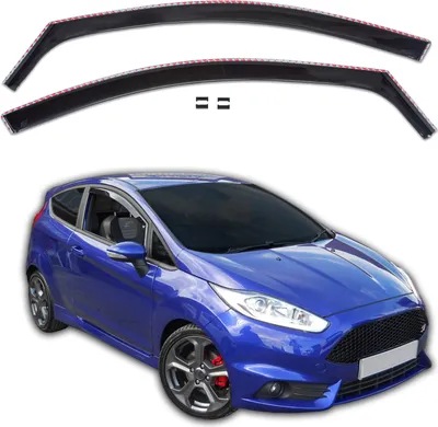 Produktbild von J&J AUTOMOTIVE | GP Windabweiser Für Ford Fiesta 3D 2009-2017 2tlg, GP Regenabweiser, Schwarz, Getönt, Aerodynamisch, Einfache Montage, Befeistigung mit Clips