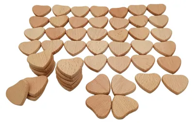 Produktbild von Unlackierte Rohholzteile für Lasergravur, Blanko-Etiketten aus Buchenholz, ohne Loch, Holzscheiben für Bastelbedarf, Malerei, Ornamente (Herz 50 Stück)