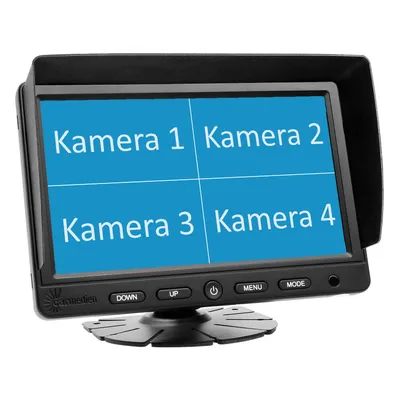 Produktbild von Carmedien 7" Quad Monitor CM-NMR7Q4 für Rückfahrkameras Split Screen Bildschirm 4 V In TFT Display 12V 24V