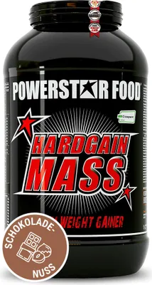 Produktbild von Powerstar HARDGAIN MASS 3600g | PREMIUM WEIGHT GAINER ohne Zucker-Zusatz | Masse, Kraft & Muskelaufbau | Mass Gainer Shake mit Kreatin | Chocolate-Nut