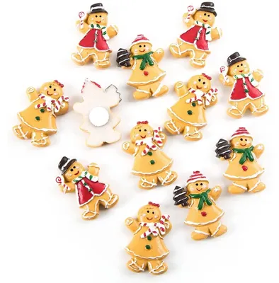 Produktbild von 12 Mini Lebkuchen Tischdeko aus Kunststein braun bunt