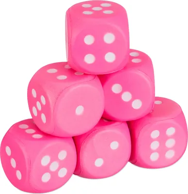 Produktbild von Relaxdays Schaumstoffwürfel im 6er Set, HxBxT: 7,5 x 7,5 x 7,5 cm, Kindergarten, Vorschule, Schule, Stoffwürfel, pink