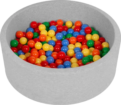 Produktbild von Selonis 90x30cm/200 loptičiek ∅ 6cm Okrúhly Detské penové loptičky  vyrobené v EÚ, Svetlo sivá: Žltá/Zelená/Modrá/Červená/Oranžová