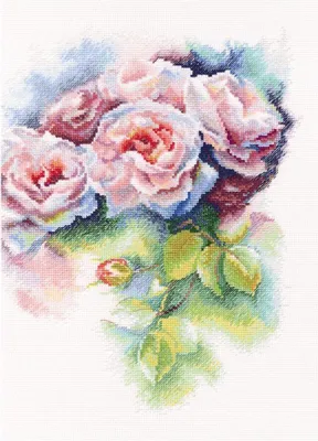 Produktbild von RTO Kreuzstich Set "Rosa Glückseligkeit" M547, Zählmuster, 25x31,5 cm
