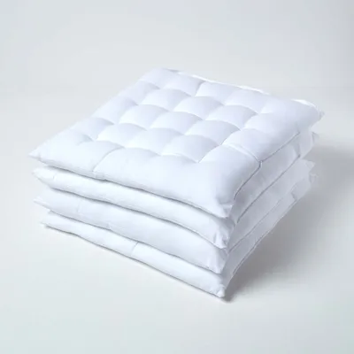 Produktbild von HOMESCAPES 4er Set Stuhlkissen 40x40 cm weiß – Sitzkissen Outdoor/Indoor mit Baumwollbezug, Sitzpolster waschbar