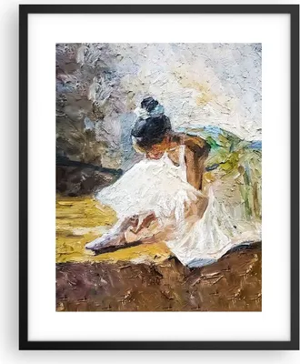 Produktbild von Gerahmtes Poster - Schwarzer Rahmen - Ballerina Mädchen Öl - 40x50 cm - Wand Bild - Wanddeko - Wandbilder - Kunstposter - Wandposter - Bilderrahmen - Bilder - Kunstdruck - P2BPA40x50-4756