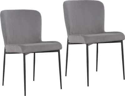 Produktbild von SVITA FREDDIE Esszimmerstuhl 2er Set Cordbezug Metallbeine Grau