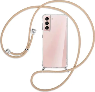 Produktbild von Handykette Backcover-Schutzhülle mit Band (Metall silberfarben) für Samsung Galaxy S21 Plus 5G - beige