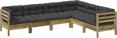 Image de vidaXL Ensemble de 6 canapés de jardin avec coussins en pin imprégné