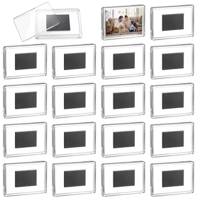 Imagen del producto de 18 marcos de fotos de acrílico transparente para refrigerador, marcos de fotos magnéticos