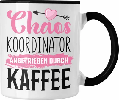 Produktbild von Trendation - Tasse für Chefin Geschenk Chaos Koordinatorin Geschenkidee Lustige Kaffeetasse Mama Mutter (Schwarz)