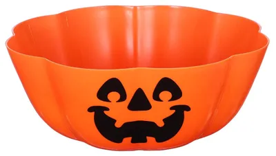 Halloween-Kürbisschale 29,5 cm, Jack O Lantern, Kunststoff, orange