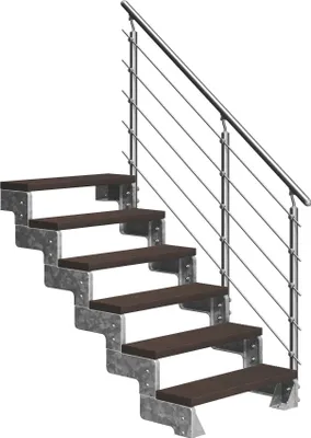 Produktbild von Dolle Außentreppe Gardentop 108-132cm Geschosshöhe mit Trimax dunkelbraun 100cm breit mit Prova-Geländer