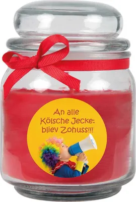 Produktbild von Karneval Duftkerze im Bonbonglas - viele Motive zur Auswahl, - Brenndauer bis zu 110 Std
