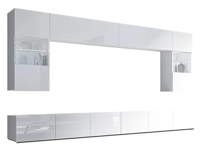 Image de AX LIVING Meuble-paroi Moderne Kossana 1 - 300 cm de large, Blanc fonctionnel
