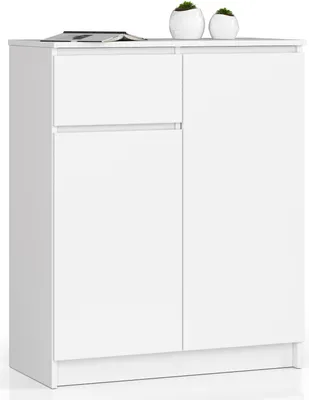 Produktbild von Kommode AKORD K80 Weiß 80 cm 2 Türen Schublade 4 Ebenen B80 x H99 x T40 cm