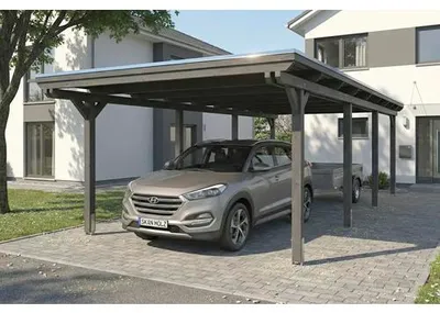 Produktbild von Einzelcarport SKAN HOLZ Emsland inkl. EPDM Folie, Pfostenanker 402 x 846 cm anthrazit