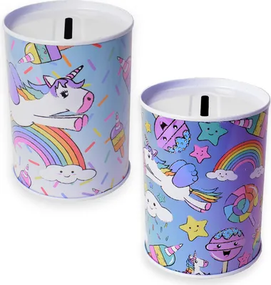 Produktbild von 2er Set TE-Trend Spardose Sparbüchse Einhorn Regenbogen Sparschwein Kinder Kindergeburtstag Mitgebsel mehrfarbig sortiert