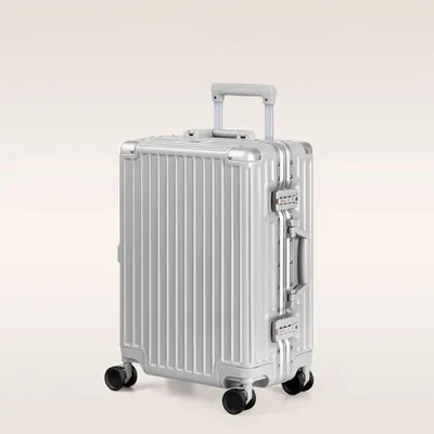 Image de Valise en aluminium - Valise rigide - Valise de voyage - Bagage à main - Roues multidirectionnelles - Serrure TSA - Argenté - 50 cm (20 pouces)