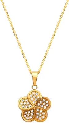 Produktbild von Vergoldeter Unique Anhänger aus Edelstahl Zirkonia mit Kette N5055
